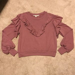 NWT Crew Neck Sweatshirt Blouse Top Blush Ruffles
